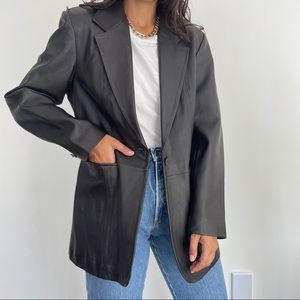 Vintage 100% genuine leather oversized blazer jacket M
